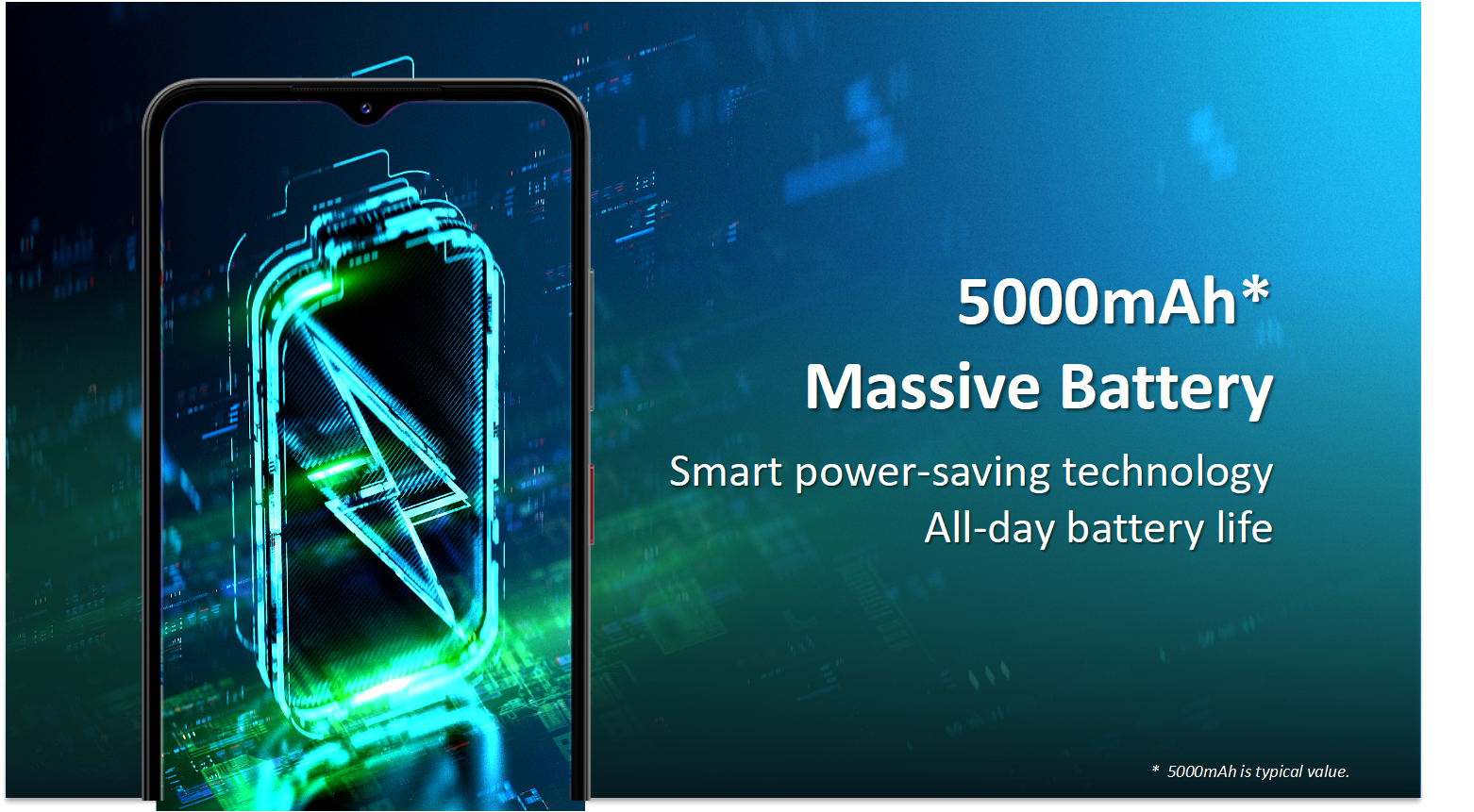 5000mAh* Long-lasting Battery